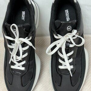 $120-NEW-Michael Kors-Men-LS23H-Black Leather/Textile Lace up Sneakers.Sz-11M.Vi
